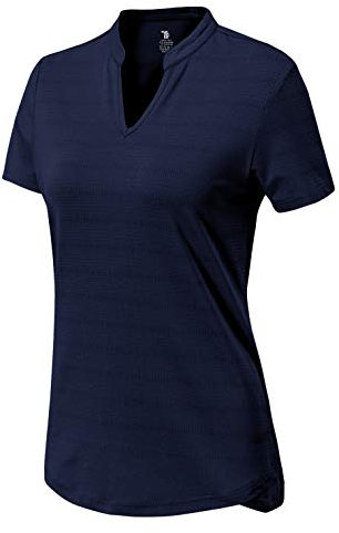 YSENTO Womens Running Sports T-Shirts Short Sleeve Ladies Golf Tennis Yoga Tops V-Neck Active Tee(Navy,M)