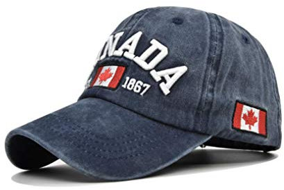 XibeiTrade Baseballkappe im Vintage-Stil, Kanada-Ahorn, für Damen und Herren, Baumwolle, Sport, Outdoor, lässiger Sonnenhut, blau, M