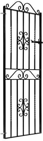 metal tall side gate, wrought iron style, tall single gate, Langho Design, galvanised & powder coated black (width 3ft 6/74)