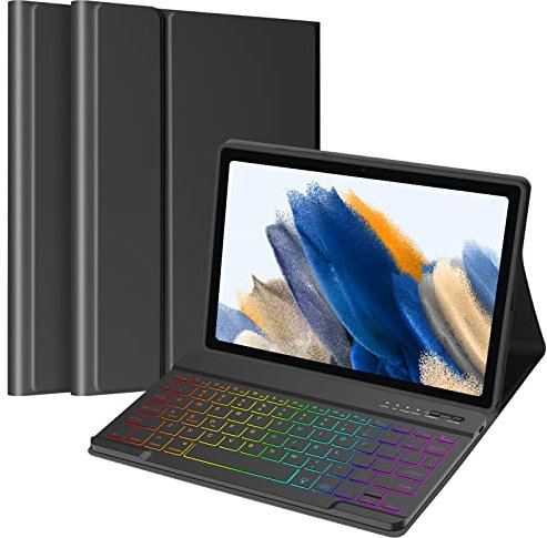 TaIYanG Samsung Galaxy Tab A8 10.5 Inch 2022 Backlit Keyboard Case, Slim Cover with Detachable Wireless Keyboard for Galaxy Tab A8 SM-X200/X205/X207 Tablet Black