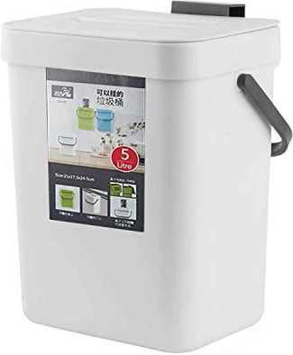 Poubelle de cuisine avec couvercle, petite poubelle à suspendre, à fixer au mur sous l'évier, petite poubelle pour cuisine, salle de bain, camping-car, compost, comptoir, poubelle d'armoire, 5 l