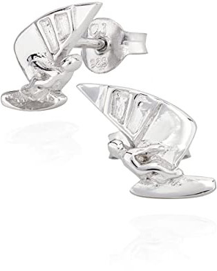 NKlaus Ohrstecker Windsurfer 925 Silber 13mm Surfer Surfbrett anlaufgeschützte Ohrringe 9913