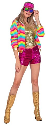 PARTY DISCOUNT NEU Damen-Kostüm Jacke Festival Regenbogen, Größe: 38