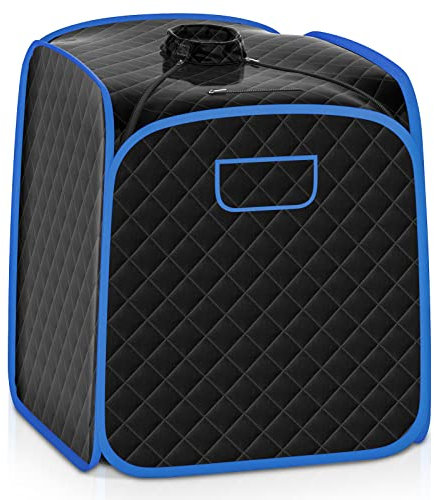 COSTWAY Portable Steam Sauna, 3L Sauna Tent Folding Personal Spa Steam Pot with Chair, 9-Level Adjustable Temperature, Timer and Remote Control, Home Sauna Cabin Bath Box for Therapy Slimming (Black)
