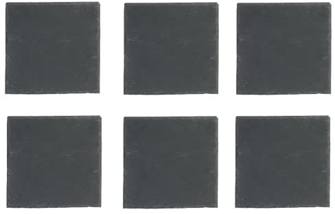Lot De 6 Assiettes En Ardoise - L 20 X L 20 Cm - Noir