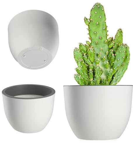 KADAX Blumentopf, rundes Pflanzgefäß aus Kunststoff, Pflanztopf für Innen- und Außenbereich, Übertopf in 3 Farbvarianten, Topf für Garten, Balkon (Weiß 35cm)