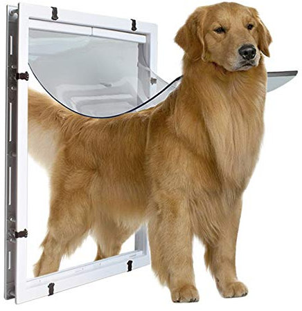 Pet Dog Flap Door,Big Dog Door,Extra Large Pet Door Hole,Golden Retriever Husky huntaway,Large Dog In And Out Door Hole,White(Size:1XL)
