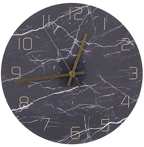 Fdit Wanduhr Drucken Wohnzimmer Dekoration Stumm Bewegung Runde Marmor Textur Luxus Nordic Uhren