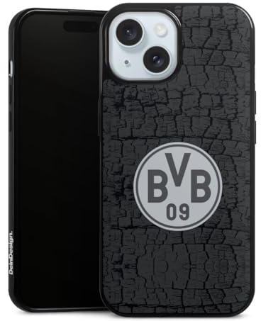 Slim Case extra dünn kompatibel mit Apple iPhone 15 Silikon Handyhülle schwarz Hülle BVB Borussia Dortmund Trikot
