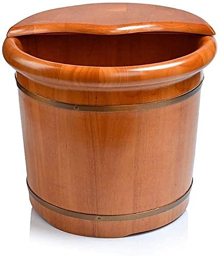 PUCHEN Holz-Fußbad-Eimer, Haushaltsgeschenk, Holz-Fußbad-Fass, Fußbecken, Massivholz-Fußwanne, Fuß-Whirlpool, Pediküre-Schüssel, Spa-Massage, Pediküre-Fässer H Comfortable Anniversary
