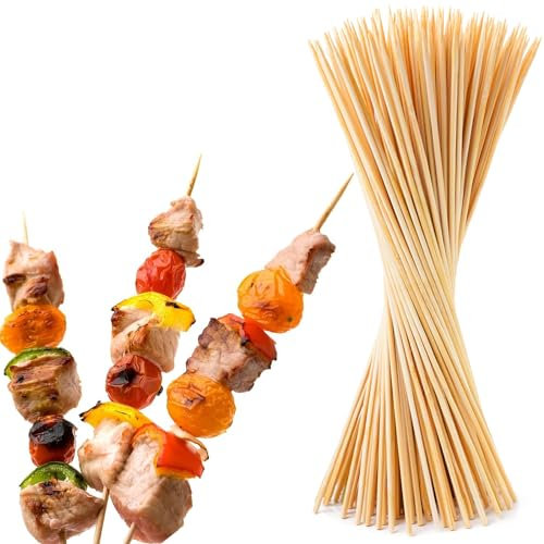 200 Pièces Pic Brochette Bois, Pique Brochette, Brochette pic en Bois 25cm Brochettes en Bois, Brochettes en Bambou Naturel pour Brochettes De Viande, De LéGumes et De Fruits
