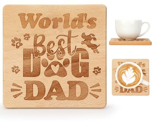 HOWAF Dog Dad Gifts for Fathers Day, Dog Dad Coaster Worlds Best Dog Dad Coaster, Best Dog Dad Gifts from The Dog for Father's Day, Dog Dad Birthday Gifts, Christmas, Doggy Daddy Gifts
