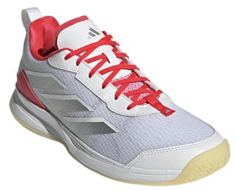 Adidas Womens Avaflash Tennis, White/Silver Metallic/Lucid Red, 9