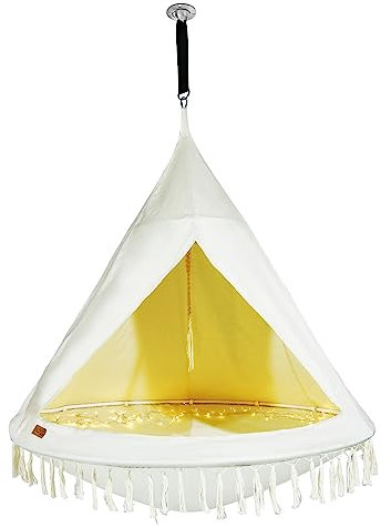 CCLIFE Balançoire Nid d'Oiseau avec Tente Nid de Balançoire pour L'intérieur et L'extérieur Balançoire Suspendue Enfants & Adultes 120KG, Ø 150CM,Beige