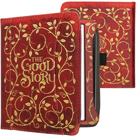 kwmobile Flip Hülle kompatibel mit Pocketbook Era/Era Color - Vorderfach Handschlaufe - Buchcover Good Story Gelb Orange Rot