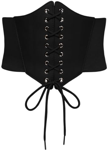 Damen Gothic Piratenkostüm Cosplay Festlich Party Wikinger Korsett Bindegürtel Schwarz S