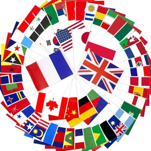 Decoration Jeux Olympiques Drapeau Francais, 50Pcs Drapeaux Du Monde for Drapeau Olympique Double Face Petit drapeaux for Décoration