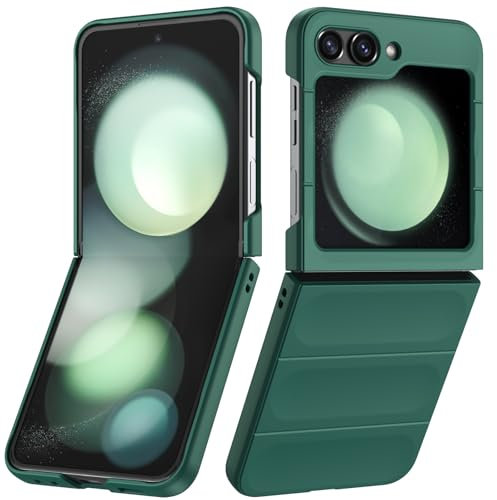 Silicone Case for Samsung Galaxy Z Flip 5, Silky-Soft Touch Cover, Anti-Scratch Phone Case with Microfiber Lining, Shockproof Full Body Protective Case with Camera Protection (Dark Green)