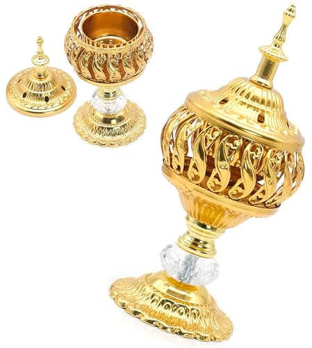 Bruciatore di incenso vintage in metallo, porta incenso in ferro con coperchio, bruciatore per aromaterapia con vassoio rimovibile, decorazione da tavolo per casa e ufficio, regalo di nozze