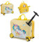 GOPLUS Valise Enfant Fille Garçon, Valise Enfant à Roulettes 18 & Sac à Dos 12, Bagage Voyage Enfant d'Assise avec Repose-pieds, Surface Étanche, Poignée Réglable, Motif Licorne Jaune, Charge 50/8KG