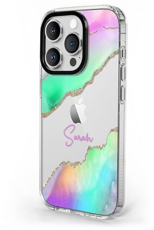 iCaseDesigner Case Compatible with iPhone 15 Pro Max, Marble Agate Clear TPU Slim Bumper Shockproof Anti-Scratch Protective Cover - Colourful Pastel Marble