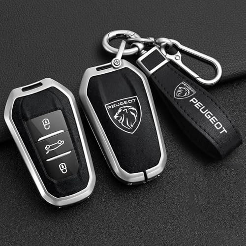 WQIUTT Voiture Coque clé pour Peugeot 208 308 408 508 2008 4008 5008 GT GTLine RCZ Rifter,Protection Boitier Cadre Clés Protege Télécommande Résistance Saleté Résistance l'usure Accessoires,A