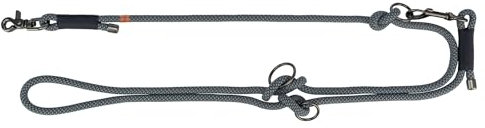 TRIXIE V-Leine Soft Rope, XS-S, 2 m/6 mm, schwarz/grau - verstellbare Hundeleine für kleine Hunde aus gewebtem Tau, 3-Fach längenverstellbar - 1985201