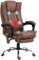 Vinsetto Silla de Masaje con 6 Puntos de Masaje Silla de Oficina Giratoria Silla de Escritorio Reclinable con Altura Ajustable Función de Calefacción Reposapiés Retráctil y Control Remoto Marrón