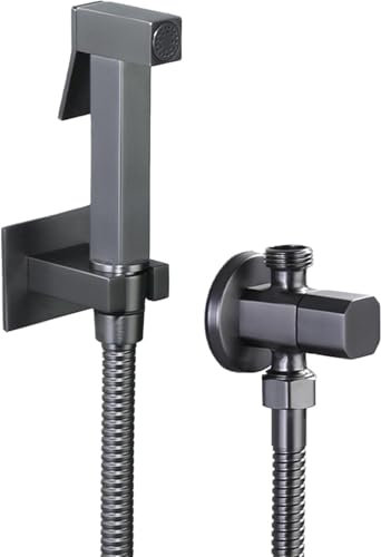 SHGDAIO De La -Shop Wasserhahn, WC-Bidet-Set, Hand-WC-Bidet, Bidet-Duschkopf für Toilette, kaltes Wasser, mit Schlauch aus Messing, ohne Bohren, Stoffwindel für Waschbecken