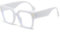 YAMEIZE Square Blue Light Blocking Glasses for Women & Men - Oversized Vintage Clear Lens Computer Gaming Glasses (White Clear)