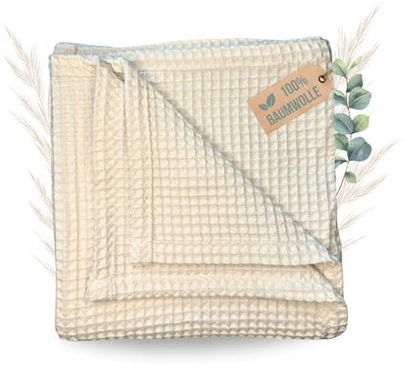 Malino Premium Babydecke aus 100% Baumwolle - Waffelpique 75x100 cm Beige - Weiche Decke für Baby & Kleinkinder - Unisex für Mädchen Jungen Kinderwagen - Cozy Beige