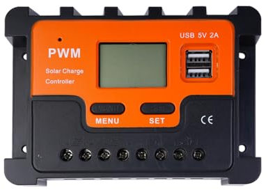 Tiardey Regolatore di Carica Solare 12V 24V Regolatore di Batteria del Pannello Solare con Doppia Uscita USB 5V 10A - Sistema di Gestione efficiente dell'energia Solare
