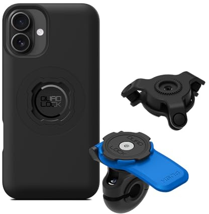 Quad Lock Mirror Motorcycle Phone Mount with Vibration Dampener and MAG Phone Case for iPhone 16 Plus