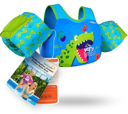 AEOCOO Toddler Swim Vest for 30-50-60-66 Pounds, 2-3-5-7 Years, Dinosaur
