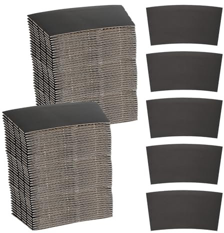 sourcing map 100pcs Disposable Coffee Cup Sleeves, Cardboard Cup Sleeves for Paper Cups Insulation Hand Protection, Hot Drink Holder for Home Office Use Black