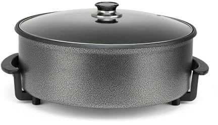 Olla eléctrica Orbegozo PZ 4211, 42 cm, 1500W, Capacidad 6 Litros, Tapa de cristal con asa y válvula de seguridad.