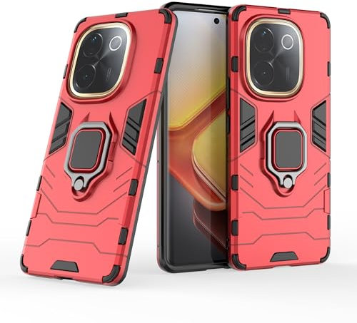 Coque arrière pour smartphone Coque compatible avec Vivo iQOO Z9s Pro avec support, coque de protection antichoc robuste avec support à anneau [réglable et pliable] Ensembles de coques(Rosso)