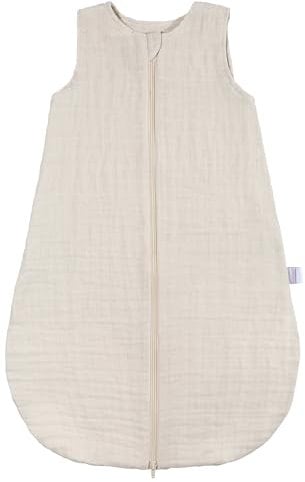 MAKIAN - Gigoteuse Ete en Gaze, Legère, Tog 1, sans Manches - Turbulette Legere en 100% Coton Respirant Oeko-Tex - (Beige, 110 cm)
