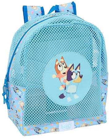 Safta BLUEY - Mochila Infantil de Playa, Anti Arena, con Asas, Fácil Limpieza, Ideal para Niños de Diferentes Edades, Cómoda y Versátil, 32x12x38 cm