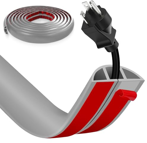 Floor Cord Cover, Wire Cover, Self Adhesive Cable Covers, Protect Cables & Prevent Trip Hazards For Office Home Factories Garages Flexible Cords Hider On Floor Wall