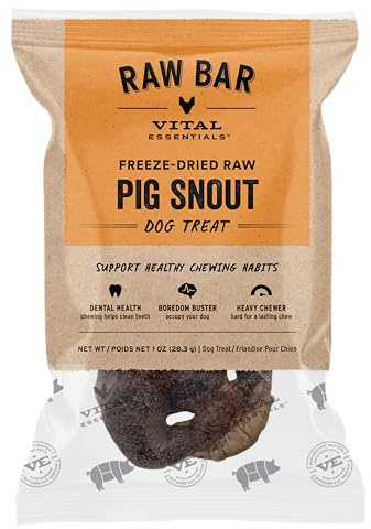 Vital Essentials Freeze-Dried Raw Pig Snout Dog Treat & Long-Lasting Natural Chew, 1-Pack | Single Ingredient Dog Treat for Aggressive Chewers | Made in USA