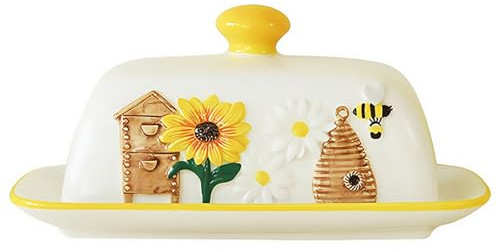 Cute Butter Dish with Lid for Countertop, Pink Ceramic Butter Holder, Butter Container