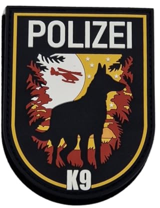 K9 DHF Sunset Rubber Patch mit Klett, Polizei, Schäferhund, taktisches Abzeichen, Dienstkleidung, Einsatzweste, Uniform, Dienstjacke, Patch, Hundestaffel