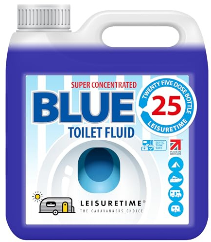 LeisureTime Blue 2 Pack – 2 x 1L Concentrated Toilet Fluid – 50 Treatments – Caravan, Motorhome & Portable Toilet Chemical – Waste Breakdown & Odour Control – Septic Tank Safe & Formaldehyde-Free