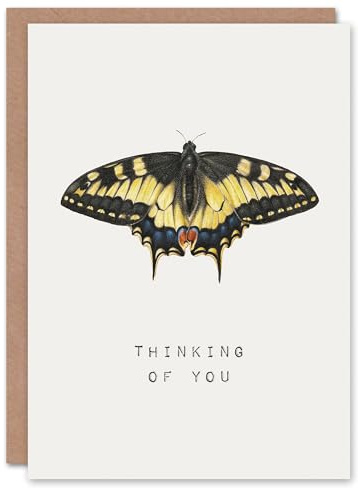 Artery8 Hoefnagel Sympathy Card Yellow Swallowtail Butterfly Thinking Of You