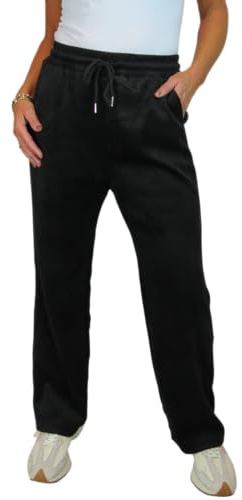Paulo Due Women's Stretch Corduroy Trousers with Elasticated Waist Ladies Relaxed Leg Trousers Black 8-18 (8-10)