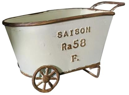 Dualoai Petit Pot de Fleurs en Métal pour Table de Ferme, Patio, Cour, Porche