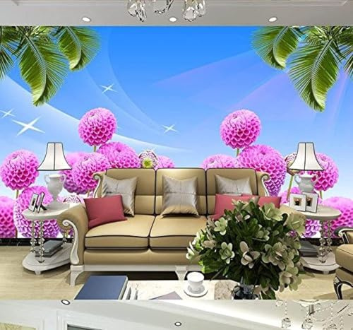 Kreativ Violett Blumen Grün Blätter 3D Tapeten Tapete Luxus Home Esszimmer Fototapete Effekt Wohnzimmer Schlafzimmer Kinderzimmer-430cm×300cm