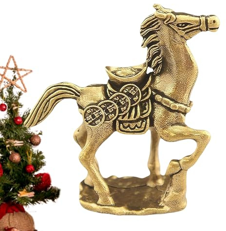 Liakyunf Pferdefiguren - Skulpturen Mit Münz Design Aus | Figur Zum Jahr des Pferdes - Für 2026 Chinesische Feiertage Weihnachten Geburtstag Wohnzimmer Büro Tischdekoration Und