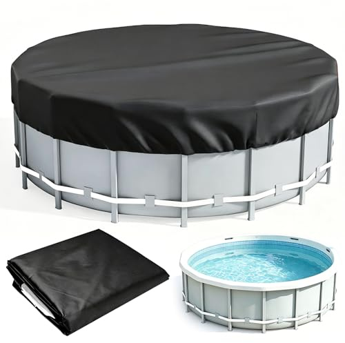 Poolabdeckung Rund, 305 cm Pool Abdeckung Rund mit Kordelzug und BodennäGeln, Poolplane Ründ Winddicht Regendicht Staubdicht Oxford-Gewebe Abdeckplane Pool